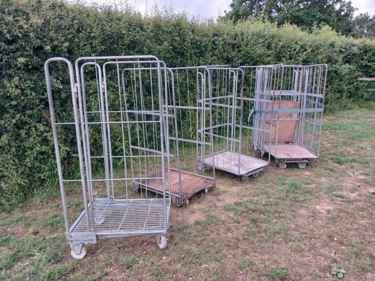 Heavy Duty 3-sided roll cage with wheels Warehouse Trolley Stillage Steel Cage - 10 Available