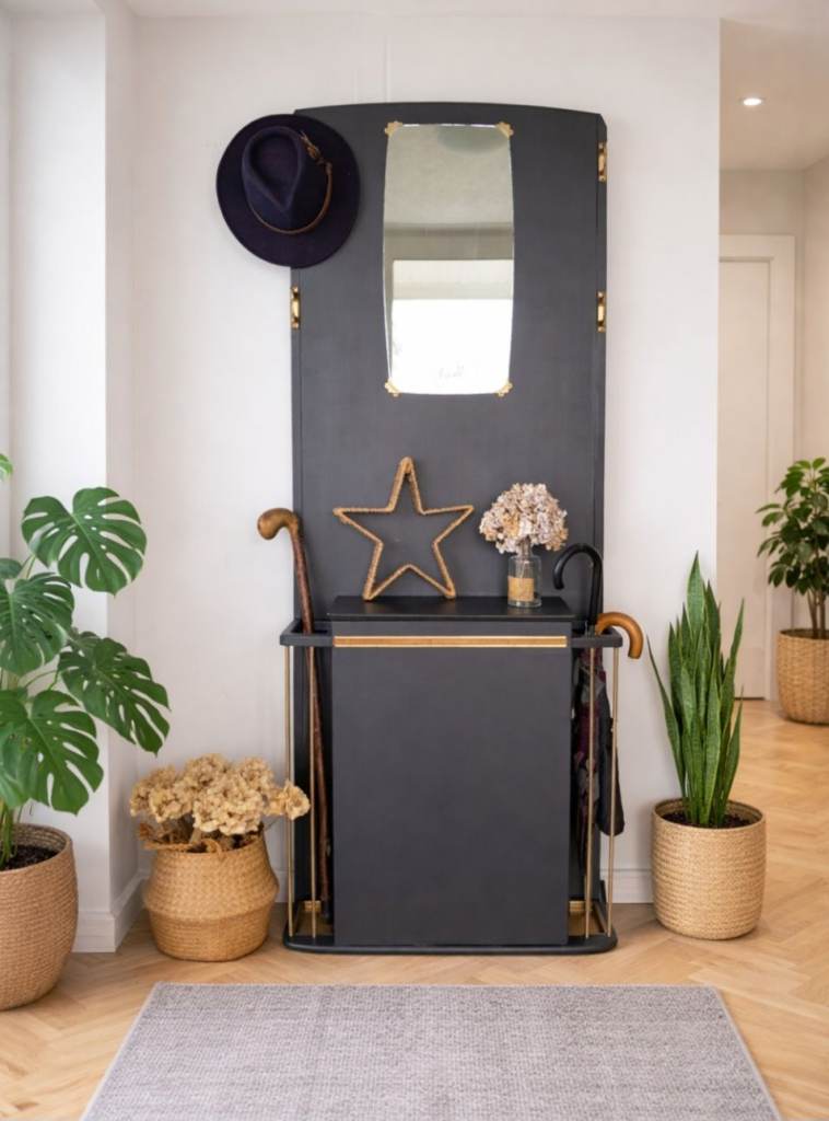 Handsome hallstand, vintage dresser with mirror console