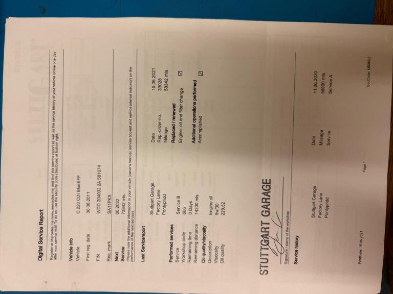 2011 Mercedes-Benz C Class C220 CDI BlueEFFICIENCY Sport 4dr Auto SALOON DIESEL Automatic