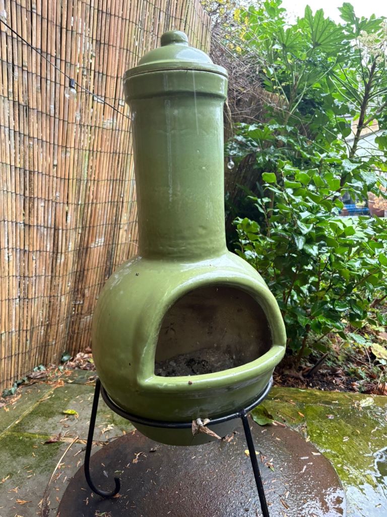 image for Green Glazed Garden Chiminea