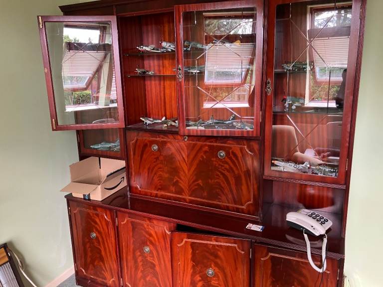 Display Cabinet with Glass Doors side board Mahogany wood style