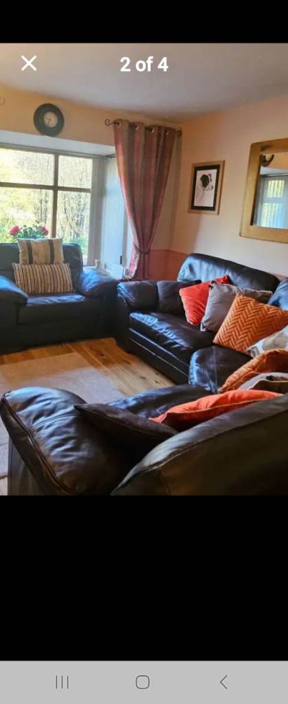 Leather corner sofa and live chair 