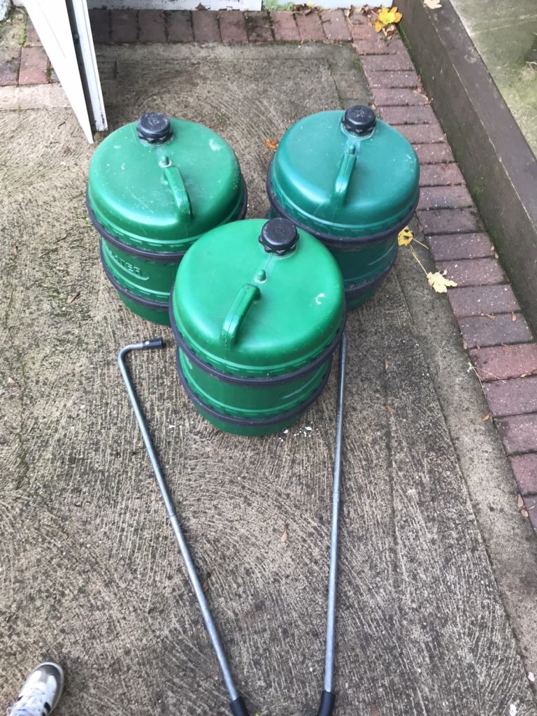 3x 25 litre water bottles with handle. 