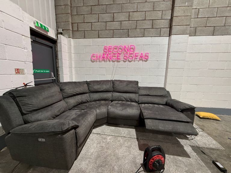 Grey double electric recliner corner sofa (with USB) from oak furniture land DELIVERY AVAILABLE 