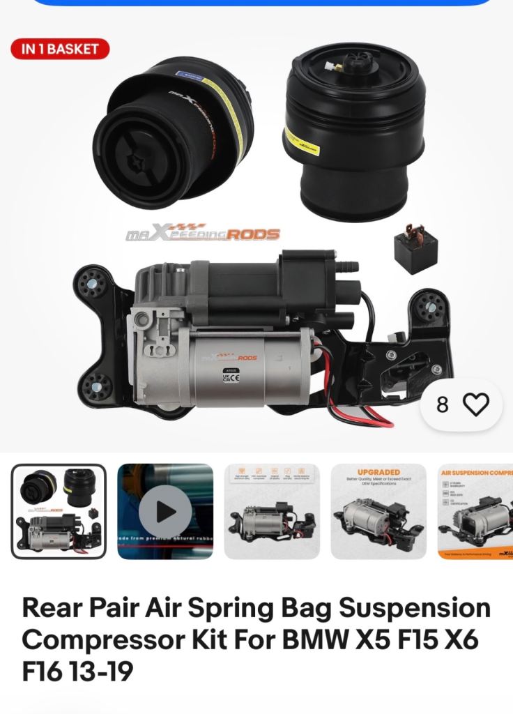 BMW X5 The Rear Pair Air Spring Bag Suspension Compressor Kit