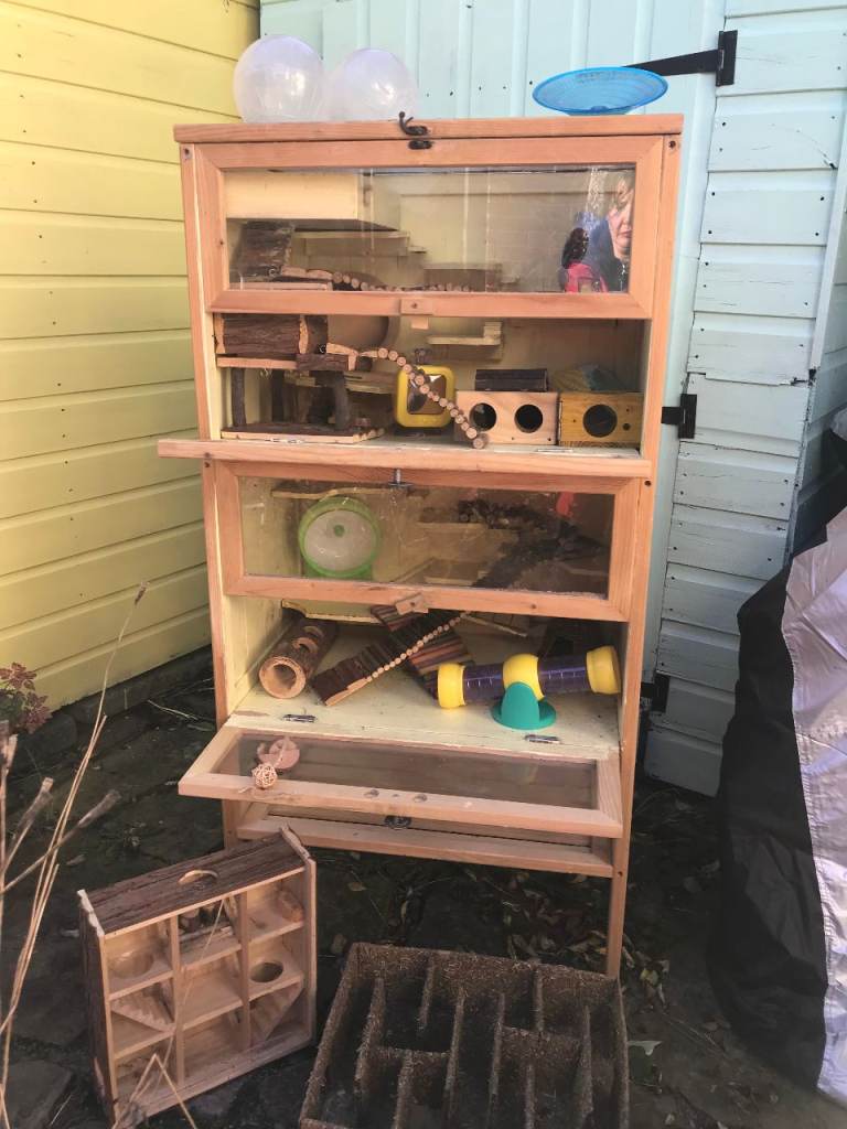 Large, deluxe multi-level hamster cage with over 20 additional items