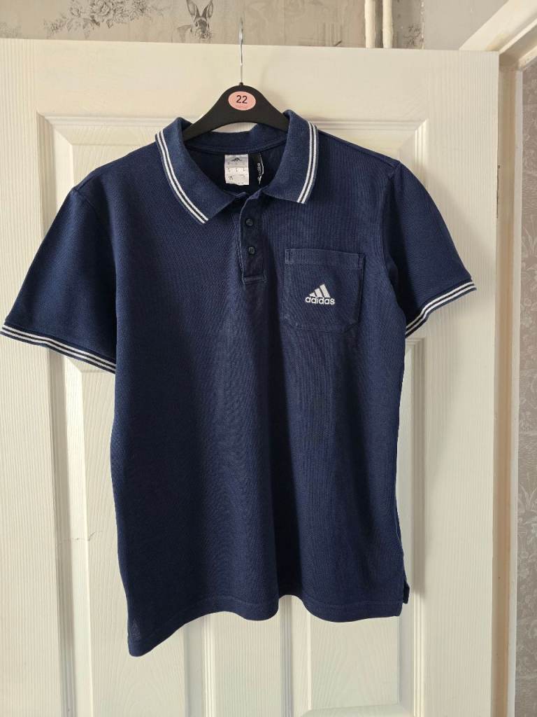 Adidas Climalite Navy Blue Polo Shirt - Men's Medium, Good Condition