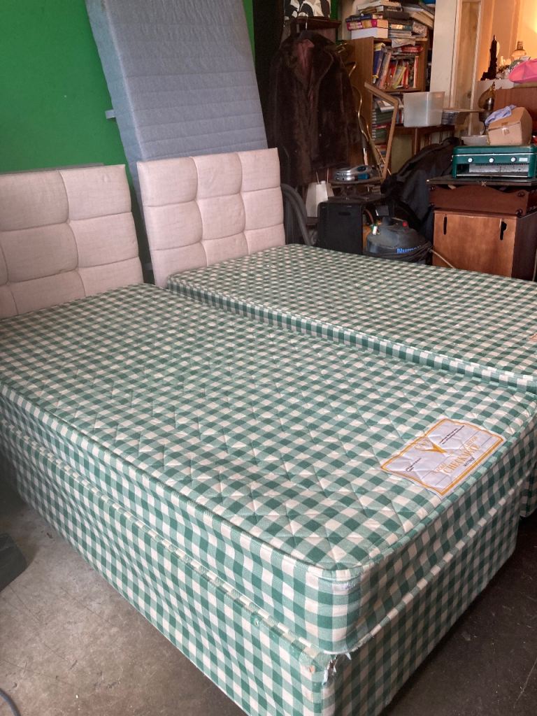 Two single divan beds with mattress £40 each 