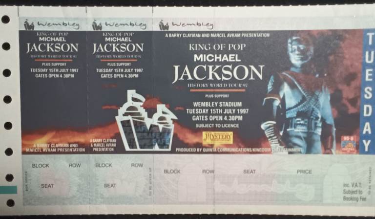 Michael Jackson History World tour ticket. 1997. Rare. Collectable.