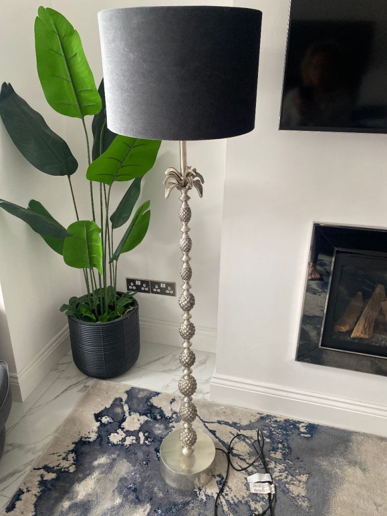 John Lewis silver tone pineapple floor lamp & shade