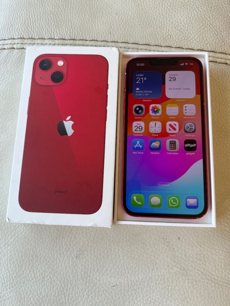 iPhone 13 256GB red with box, great condition