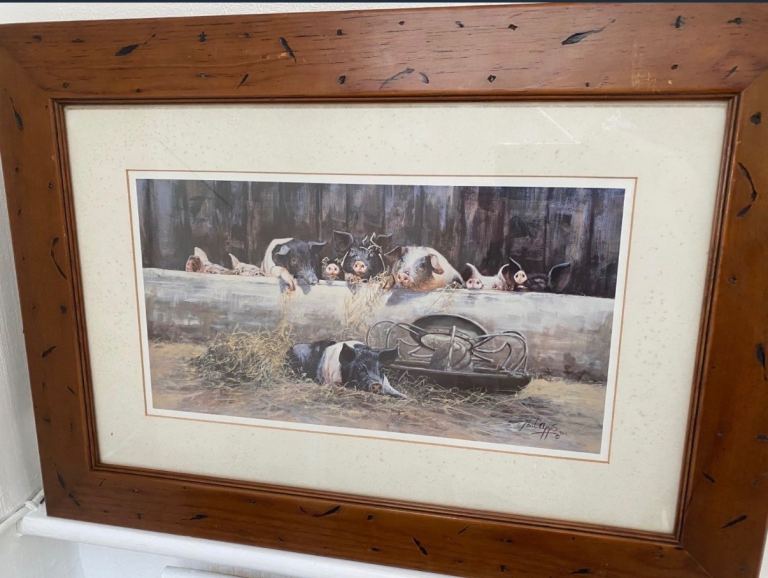 framed print titled More piggies; by the artist Paul Apps  