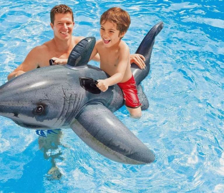 Inflatable Ride On Shark Swimming Pool Kids Float Beach Summer Toys