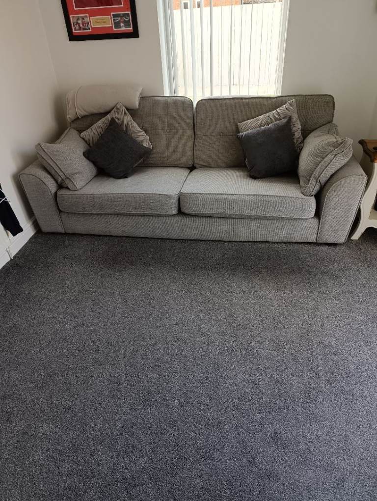 Large grey 3/4 seater fabric sofa DFS