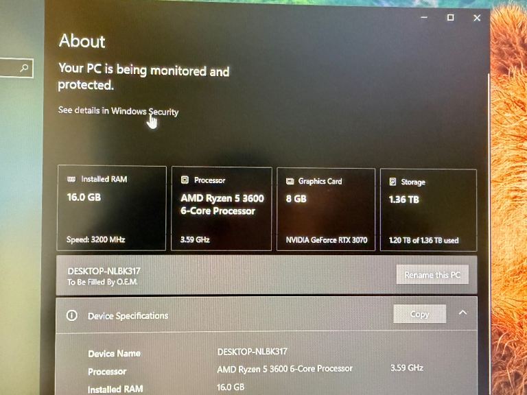 Gaming PC – Ryzen 5 3600 + RTX 3070 + 16GB RAM