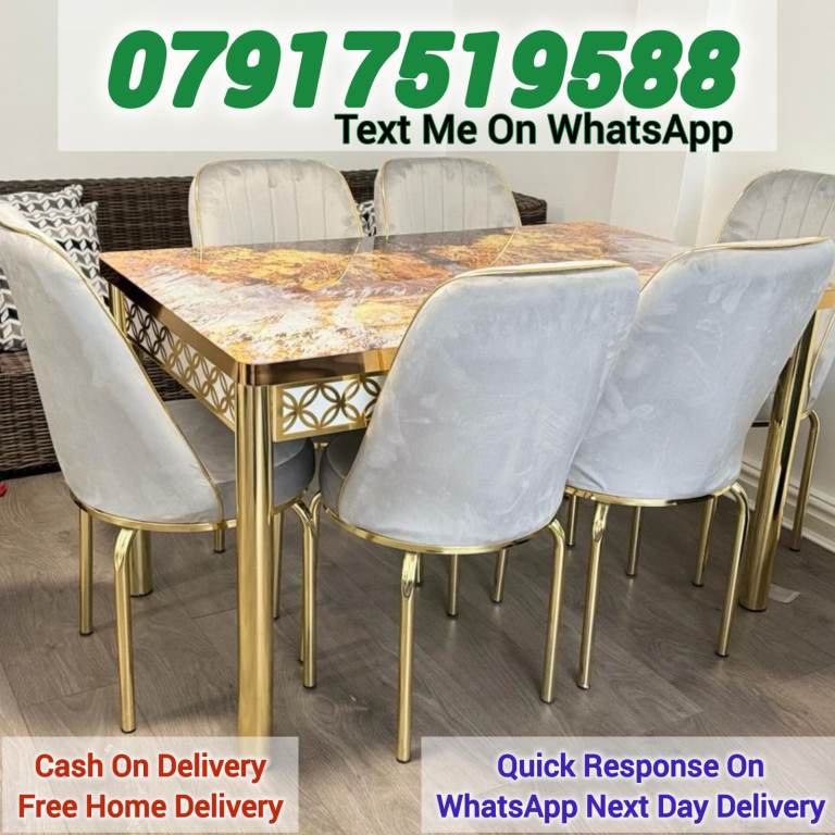 image for extendable dining table with 4 & 6 chairs.