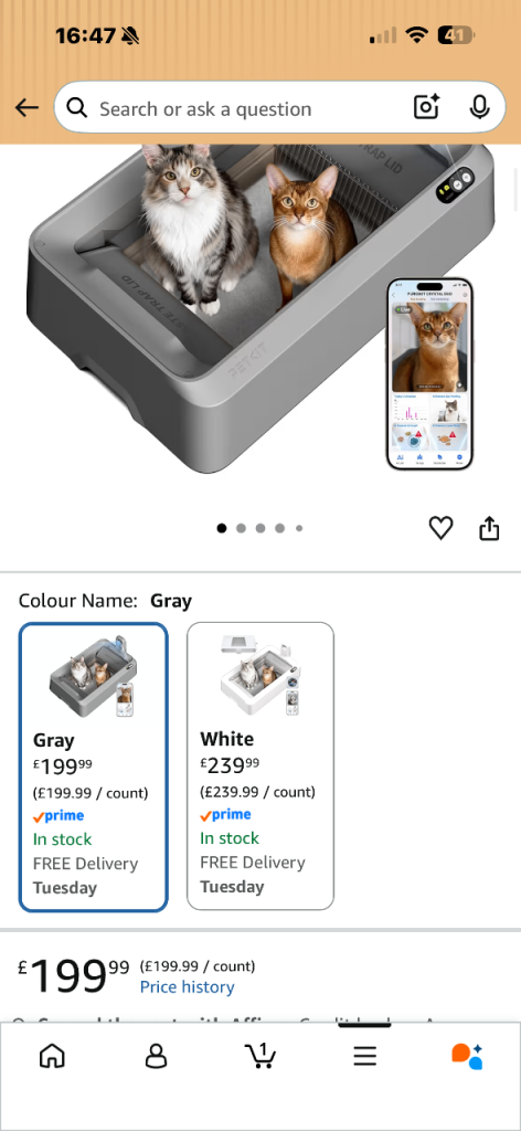 PETKIT Purobot Crystal Duo Automatic Cat Litter Tray – Grey 