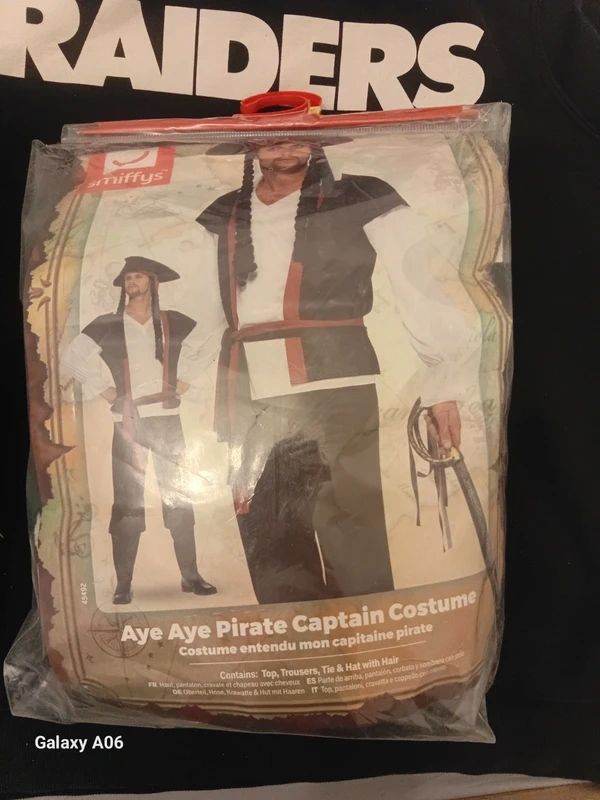 Mens Aye Aye Pirate Fancy Dress Costume size small