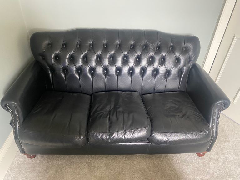 Leather 3-Seater Chesterfield 