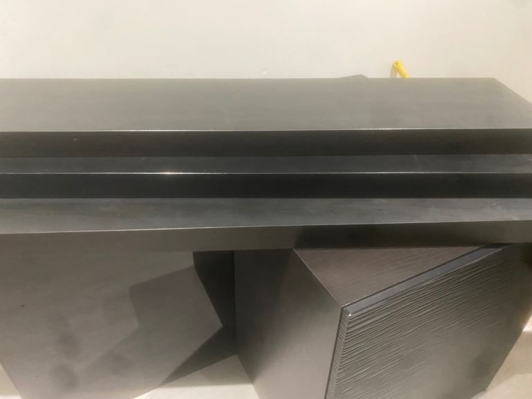 Dark brown floating shelves 