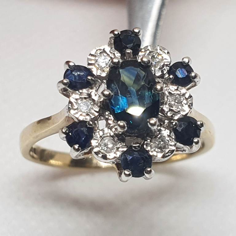 9ct yellow gold diamond and sapphire Price Based on Today’s Gold Rate