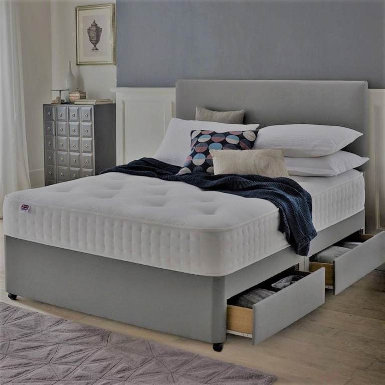 image for Premium Divan Double Bed 4FT6 + Mattress & Storage – Amazing 20% Off – COD **