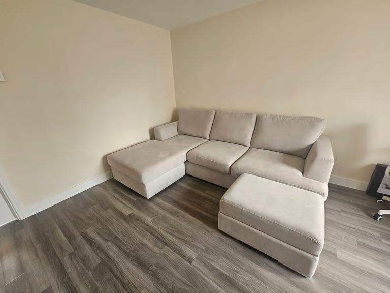 Immaculate Cream Fabric Sofa - As New Condition