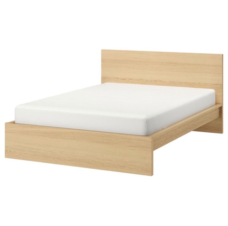 IKEA Malm King sized bed - OAK with Anneland mattress