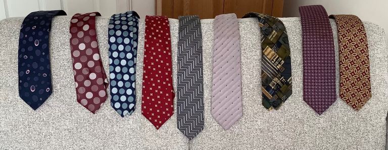 Bundle of 9 Men's Pure Silk Neckties - Various Brands & Patterns