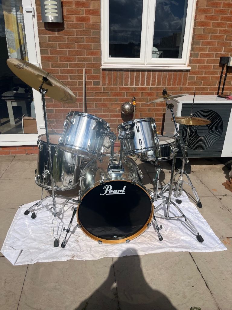 Pearl vision birch, chrome Drum kit +  cymbals 
