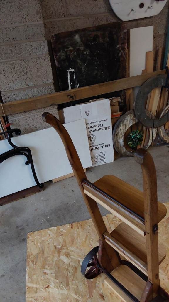 Recycled industrial barrow display unit 