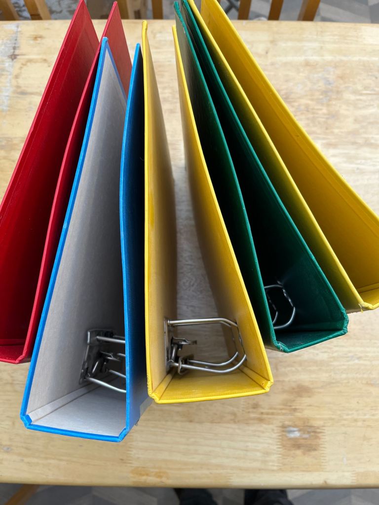 Stationery- 5 office lever arch folders A4, 2 fat, 3 inch hin