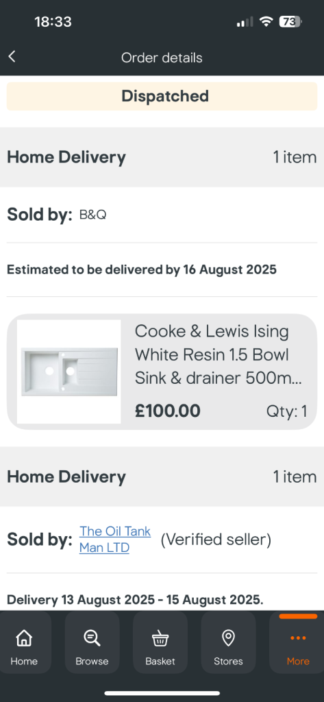 Cooke and Lewis sink and drainer with taps