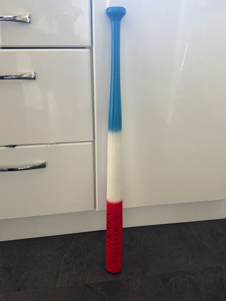 Red, White & Blue Custom Wooden Baseball Bat - Good Condition