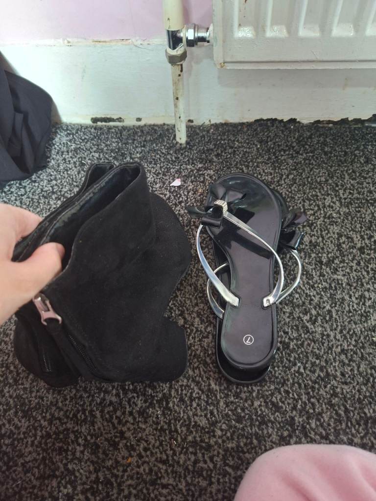 Black Ankle Boots and Black Sandals - Size 7, Good Condition
