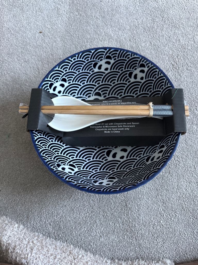 New Ceramic Ramen Bowl Set with Chopsticks & Spoon
