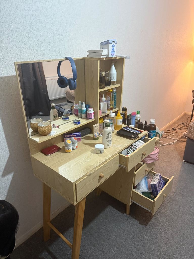 Wooden Dressing Table with Mirror and Storage – Good Condition | in ...