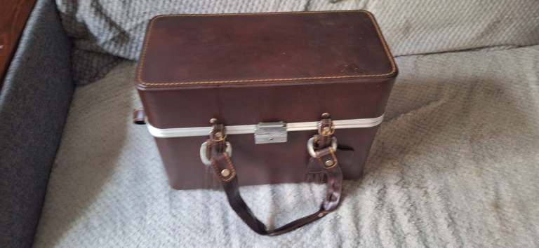 Large Vintage Leather Camera Box Multi Compartments