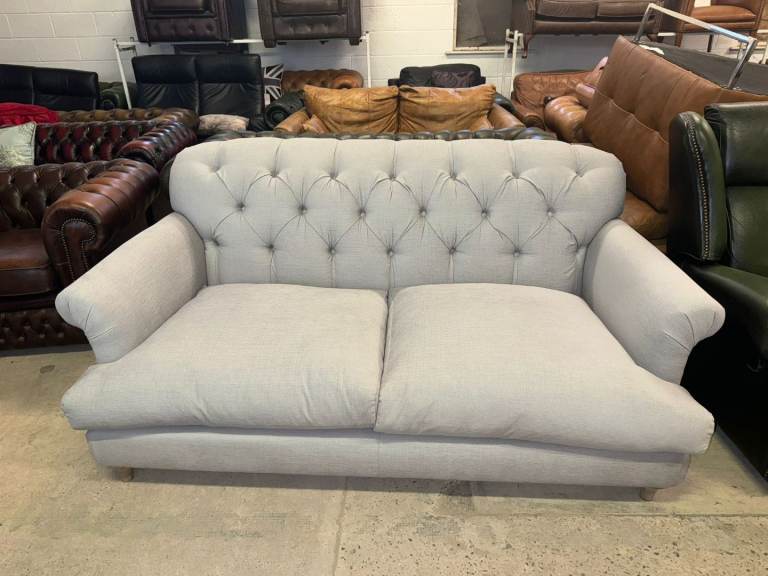 LOAF truffle grey chesterfield fabric sofa settee deliv poss