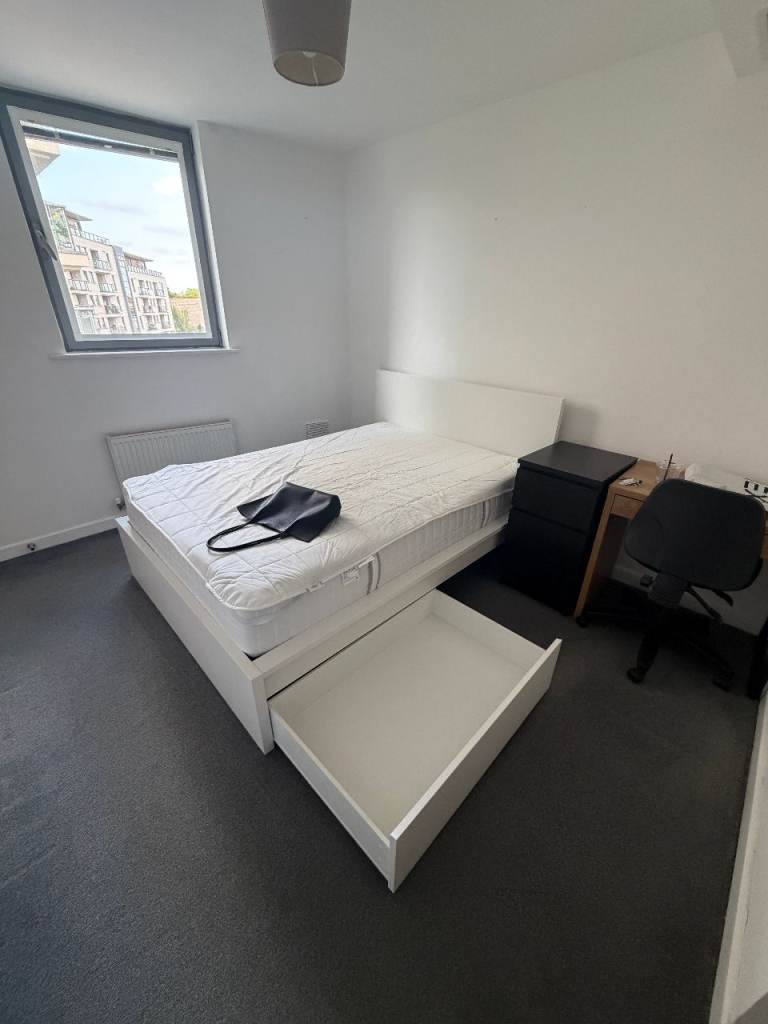IKEA double bed with storage & matress & Matress protector