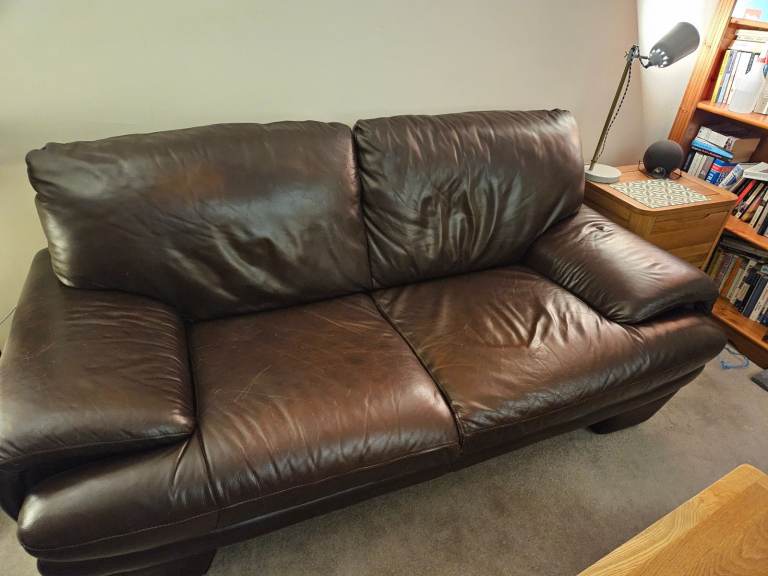 2 leather sofas and armchair 