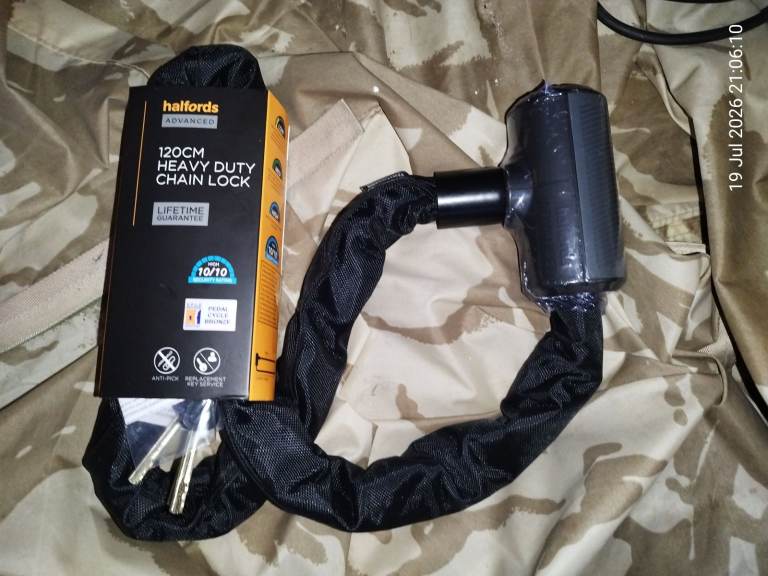 Halfords Advanced 120cm Heavy Duty Chain Lock BRAND NEW with 3 KEYS