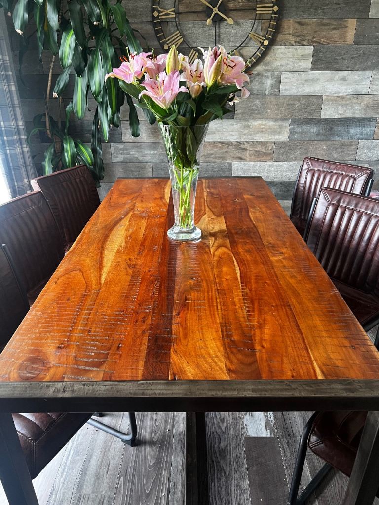 modern industrial style dining table and chairs 