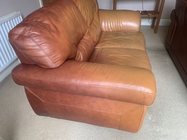 2 Leather 2 seater sofas