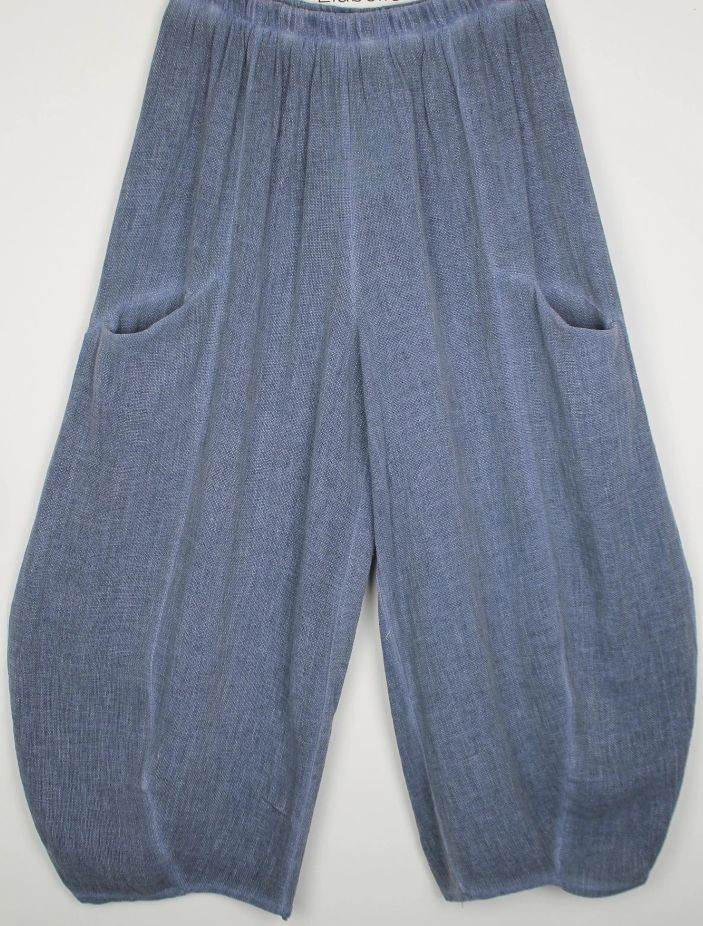 New Womens Blue Wide Leg Trousers with Pockets