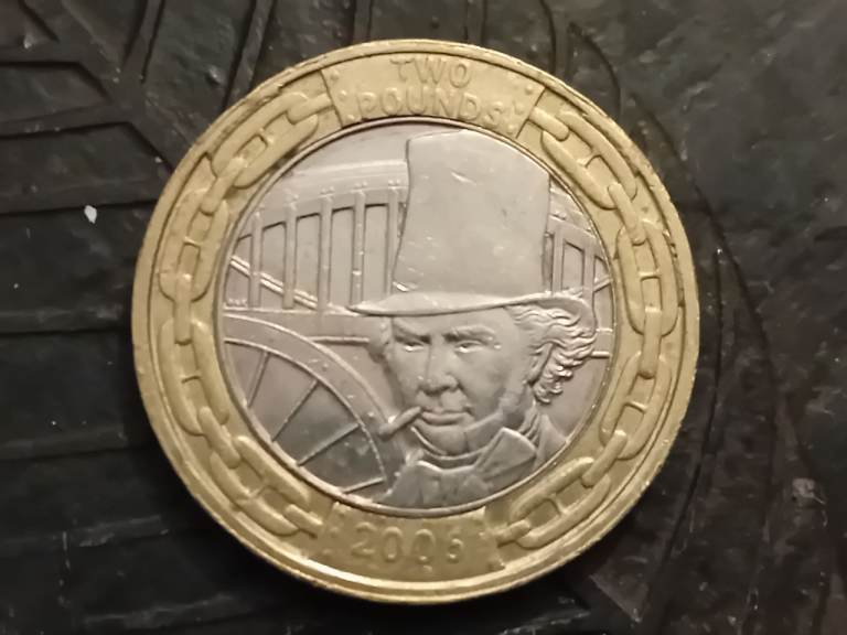 A 2006 Brunel Portrait and Paddington Station £2 Coin 