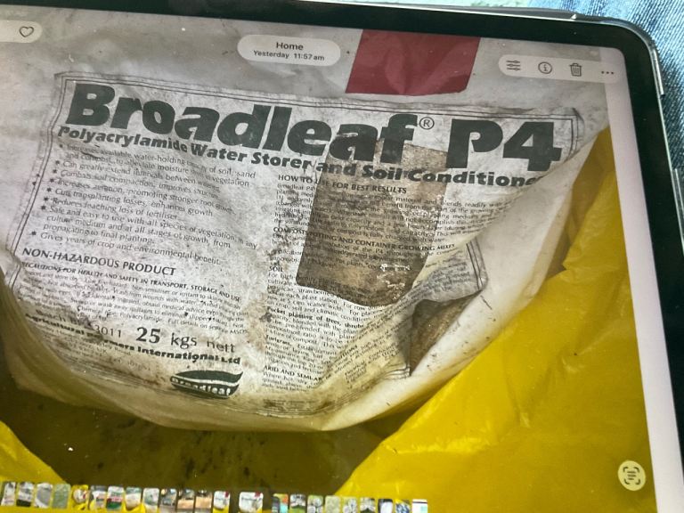 Broadleaf P4 water storer and soil conditioner , granules . 10kg plus in weight.