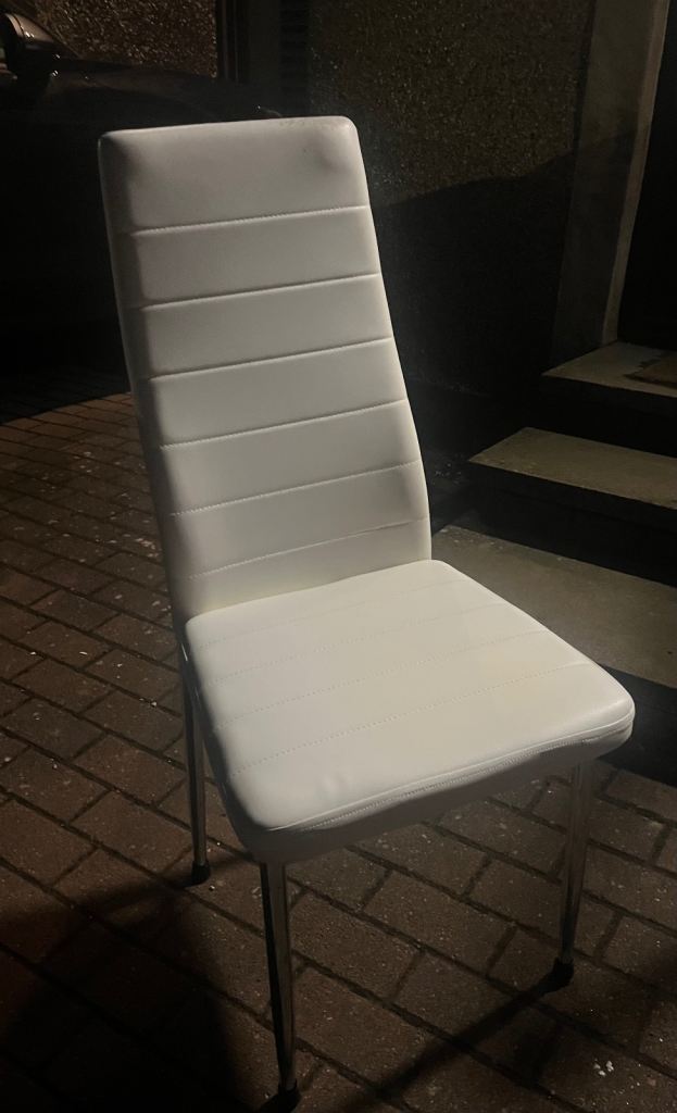  4 x Fabrice Ivory White Faux Leather Dining Chairs
