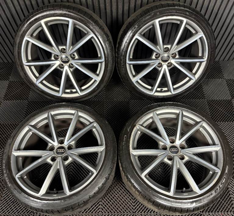 19'' GENUINE AUDI A4 S LINE GREY DC B8 B9 ALLOY WHEELS ALLOYS TYRES