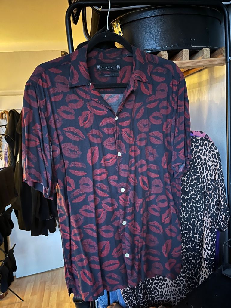 All Saints 'Kiss' Shirt Short Sleeve Mens X-Small Relaxed Fit Casual Shirt